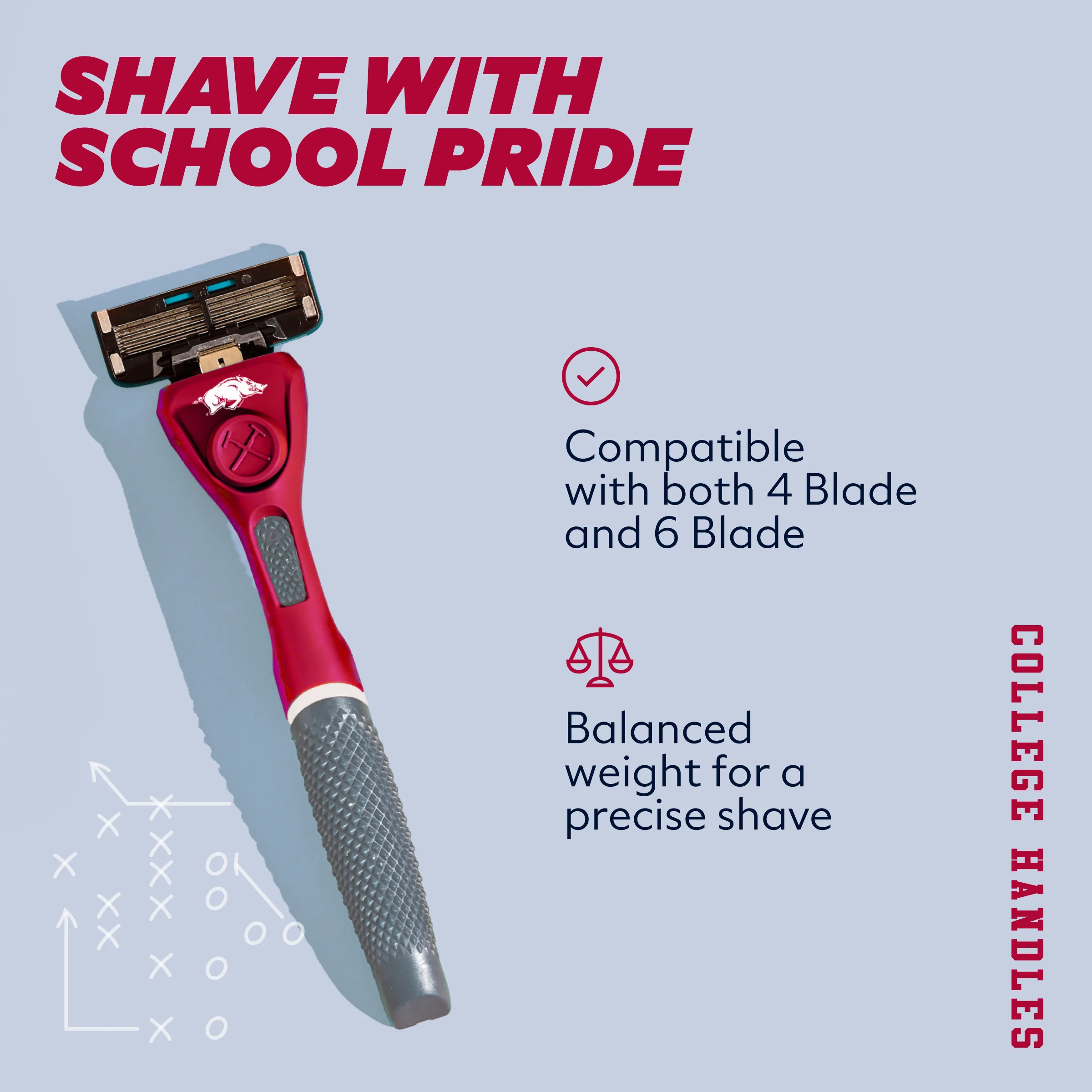 University of Arkansas Diamond Grip Handle - Image 3